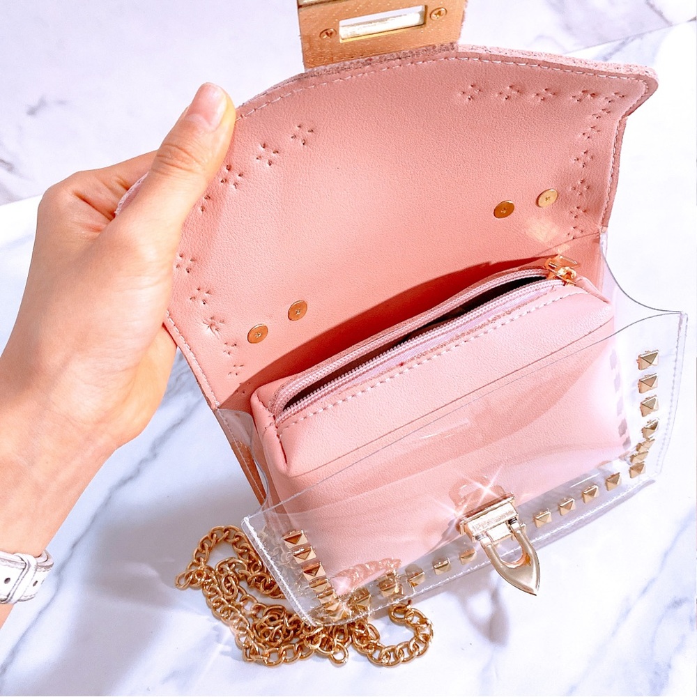 LAST ONE‼️ PINK Luxury Rivet Jelly Candy Handbags Crossbody - Picture 6 of 10